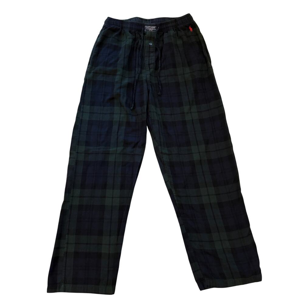 Polo Ralph Lauren Pajama Pants Mens Size Medium Green Plaid Lounge Wear